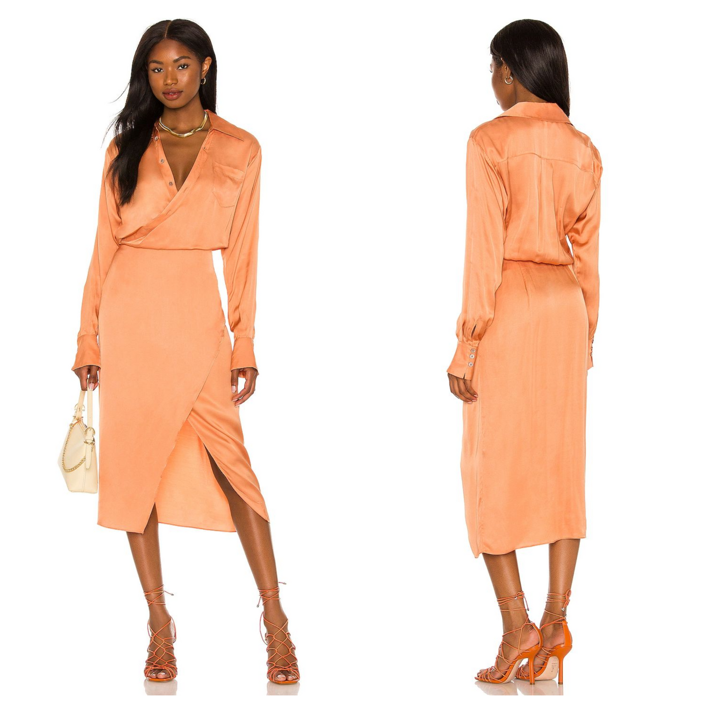 Song of Style Thea Midi Dress in Peach Size Medium