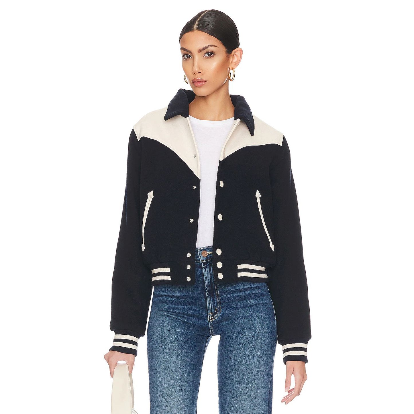 MOTHER The Western Varsity Bomber Jacket in Cool Your Jets Sz Small