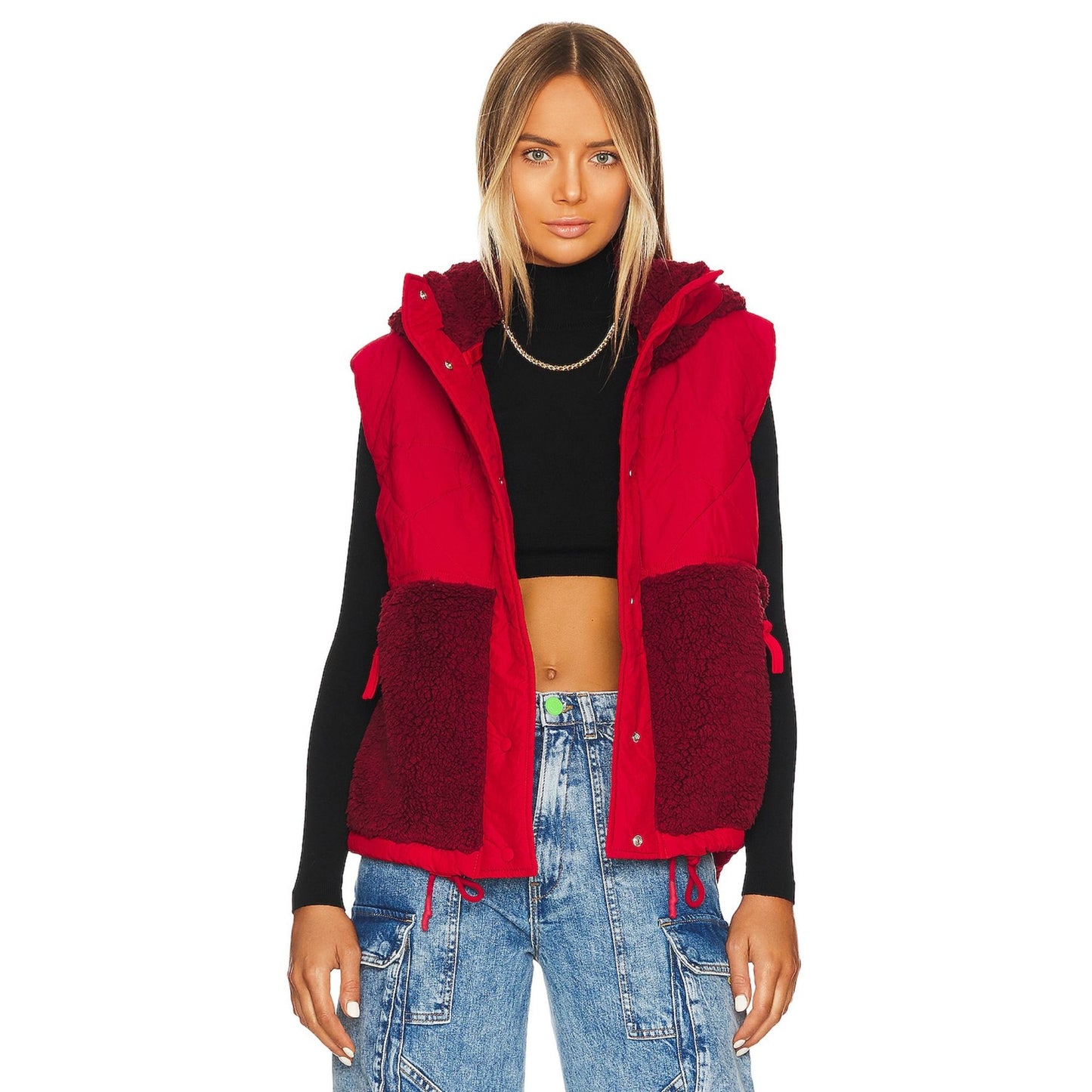 Free People x FP Movement Adventure Awaits Vest in Cherry Combo