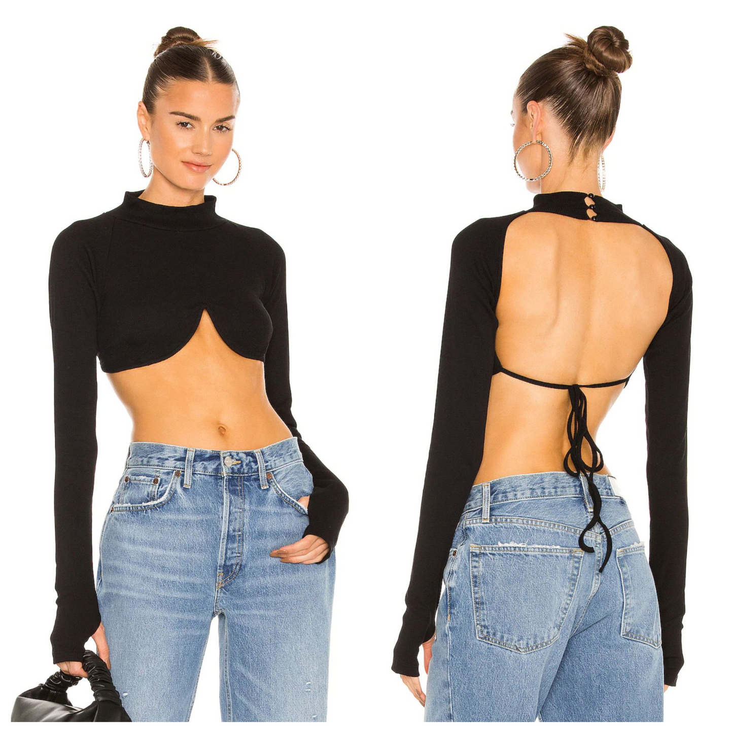 OW Collection Muse Top in Black Caviar Size XS