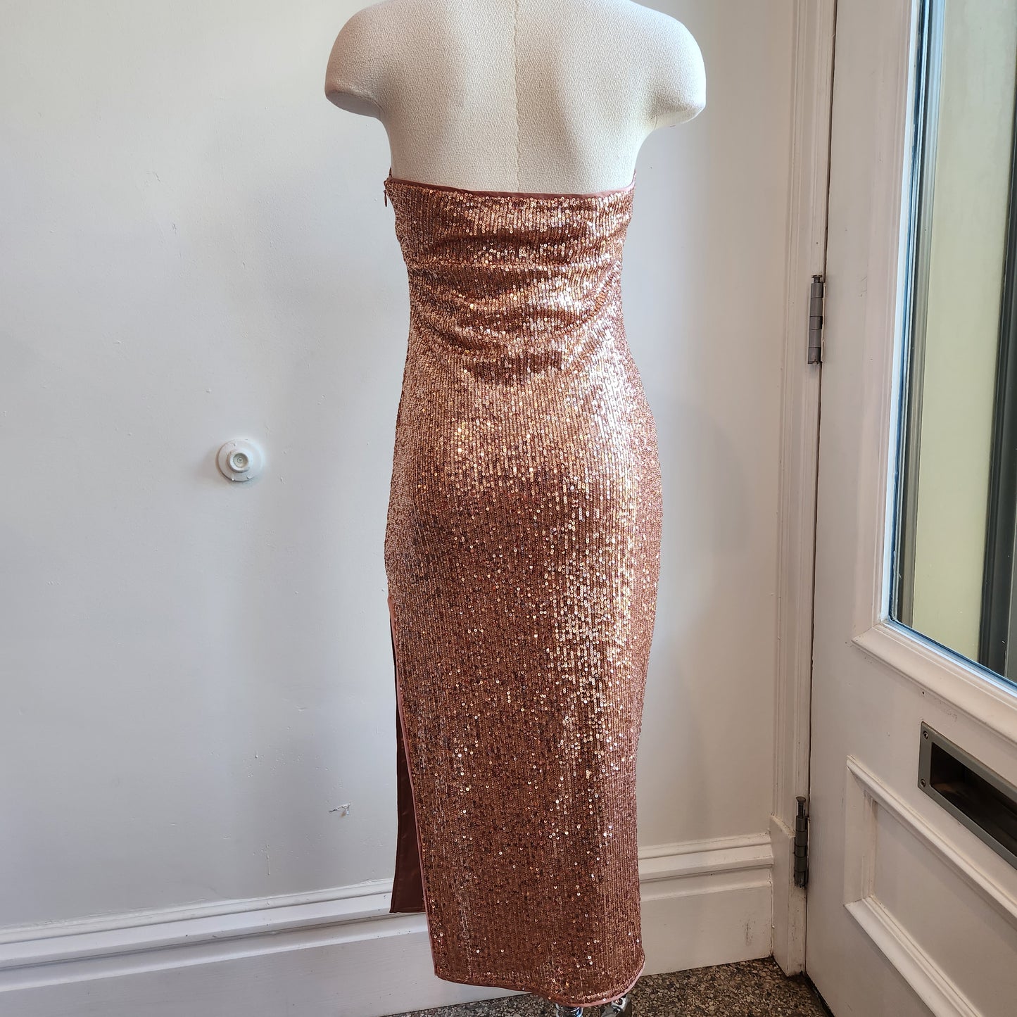 MAJORELLE Maizie Midi Dress in Rose Gold