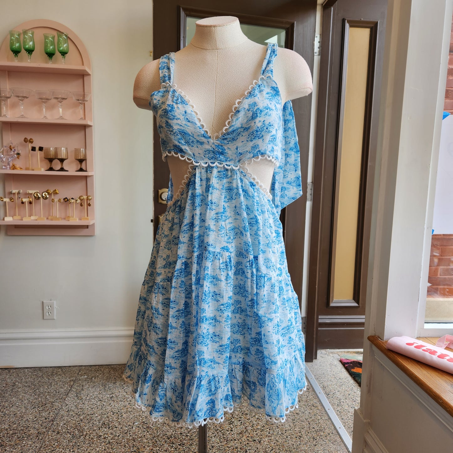 Tularosa Olynne Mini Dress in Blue Ivory