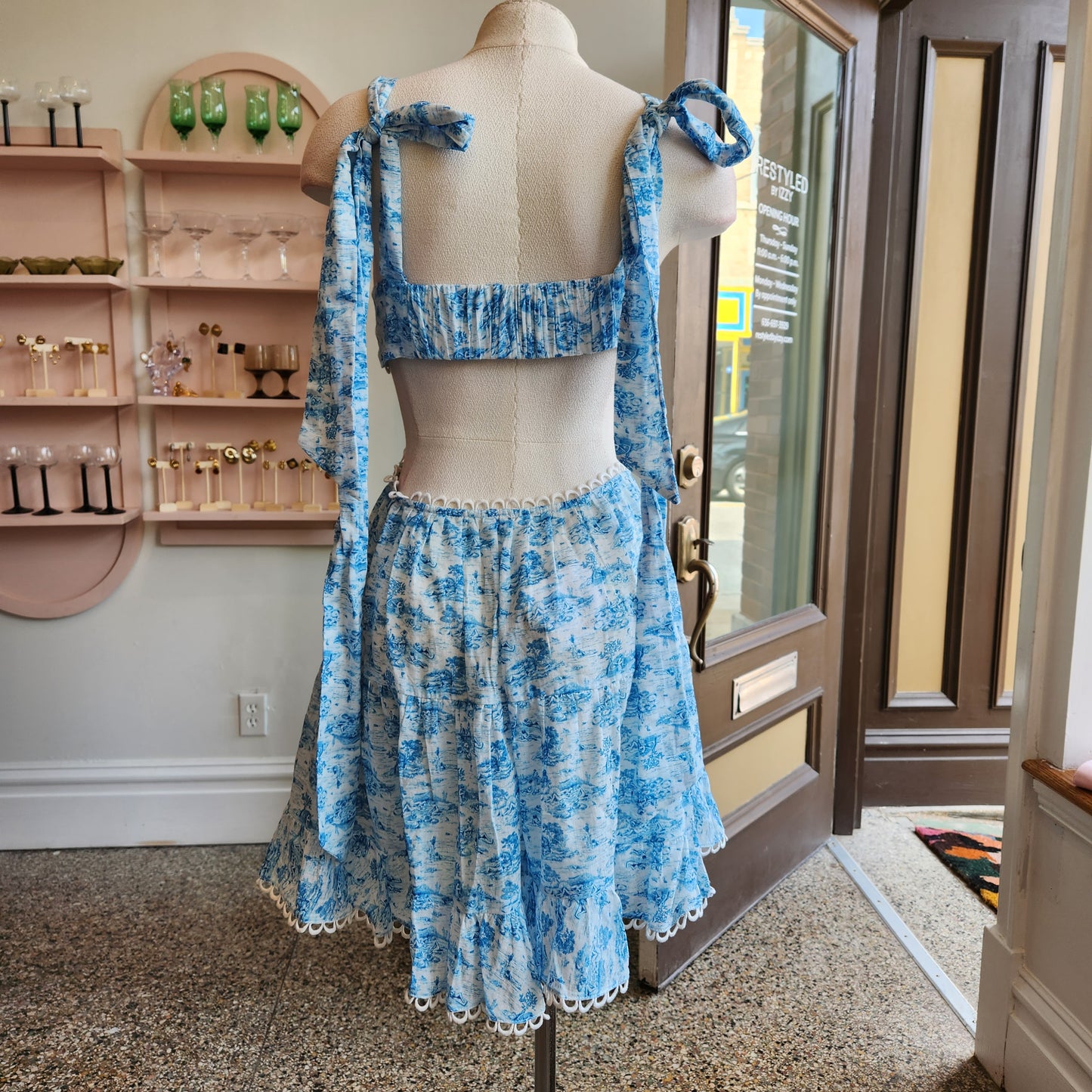 Tularosa Olynne Mini Dress in Blue Ivory