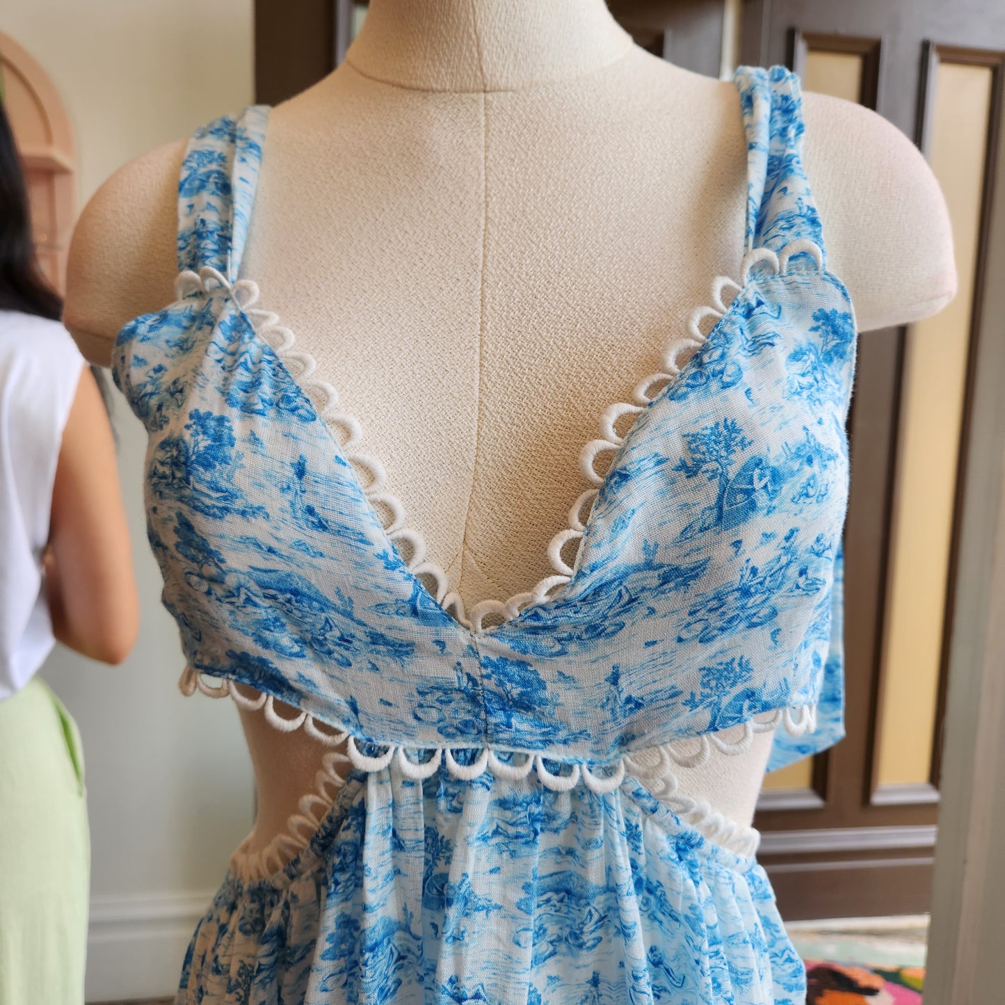 Tularosa Olynne Mini Dress in Blue Ivory