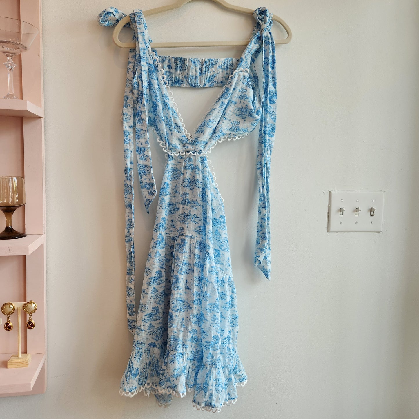 Tularosa Olynne Mini Dress in Blue Ivory