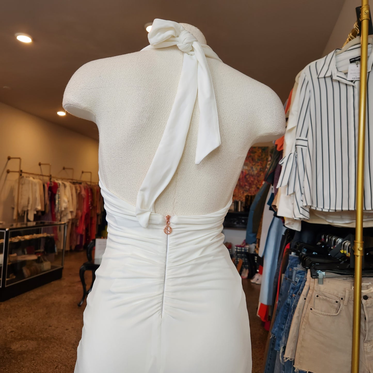 Nookie Illegal Halter Gown in White Size Small