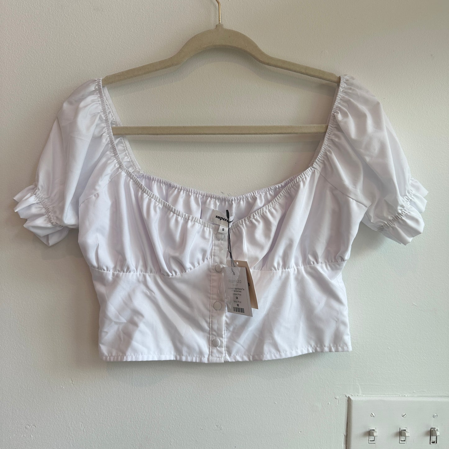 superdown Gabbie Ruched Top in White Size Small