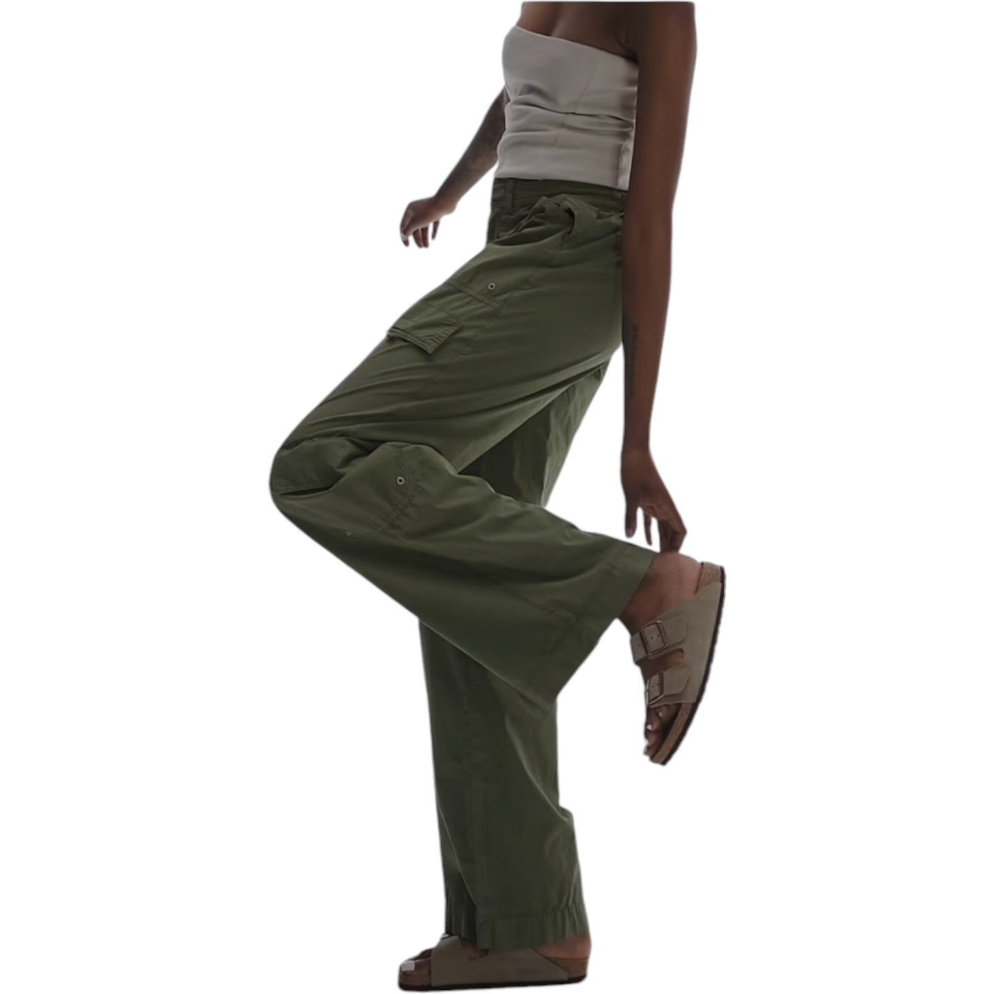Topshop Tall low rise y2k cargo pants with eyelet details in khaki size us 4