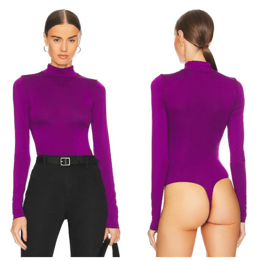 L'Academie The Zelie Bodysuit in Grape Purple