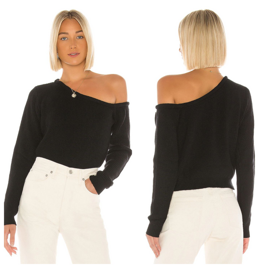 superdown Ravie One Shoulder Sweater in Black