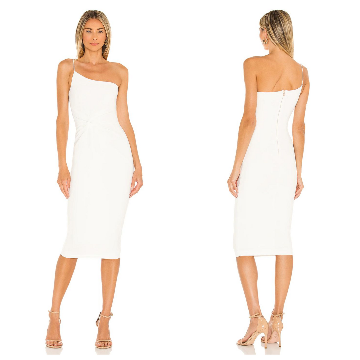 Nookie Lust One Shoulder Midi Dress in White Size Medium