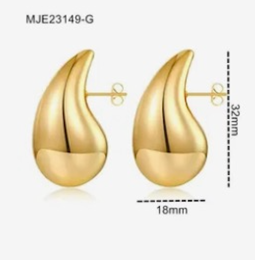 Large Gold Hollow Water Drop Earrings