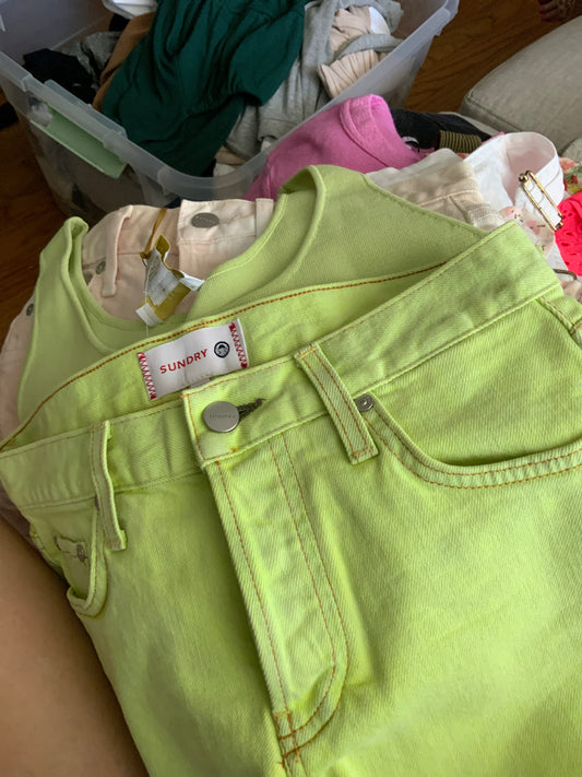 Sundry Lime Green Cutoff Shorts- Size 25