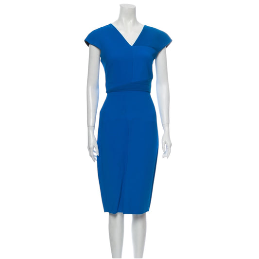 Roland Mouret V-Neck Midi Sheath Dress Sz 8