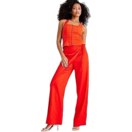 JENEE NAYLOR Women's Mid-Rise Sarong Wide Leg Pants - Future Collective Red in size xxs.