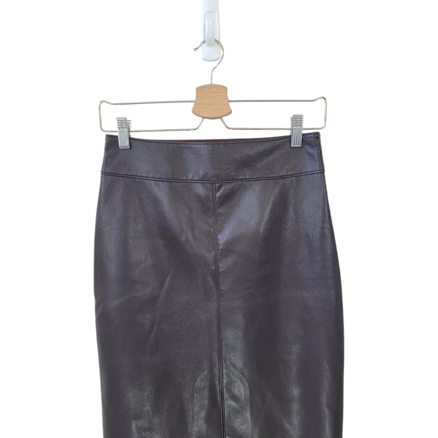 BABATON Aritzia 0 Rich Mocha Brown Faux Leather Pegu Midi Skirt Women, Size 0