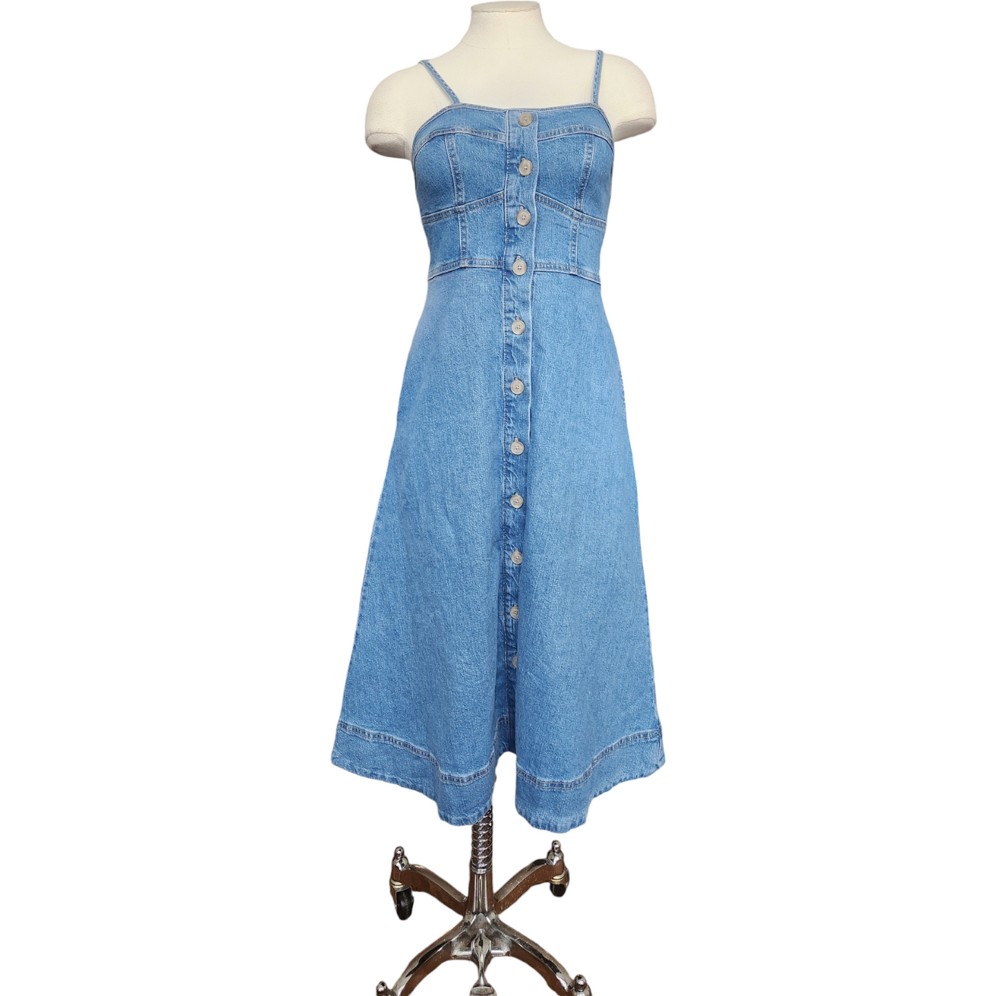 Women's Denim Corset Midi A-Line Dress - Universal Thread Indigo XS