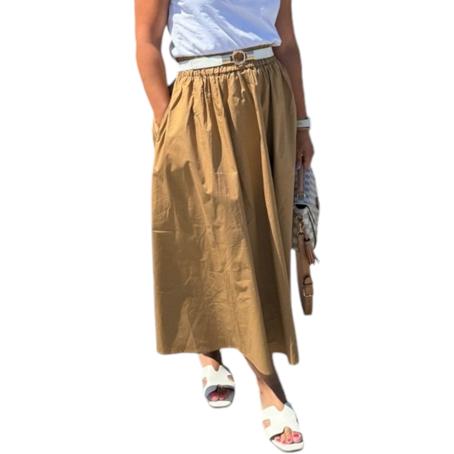 Women's A-Line Midi Picnic Skirt - A New Day™ Brown XS